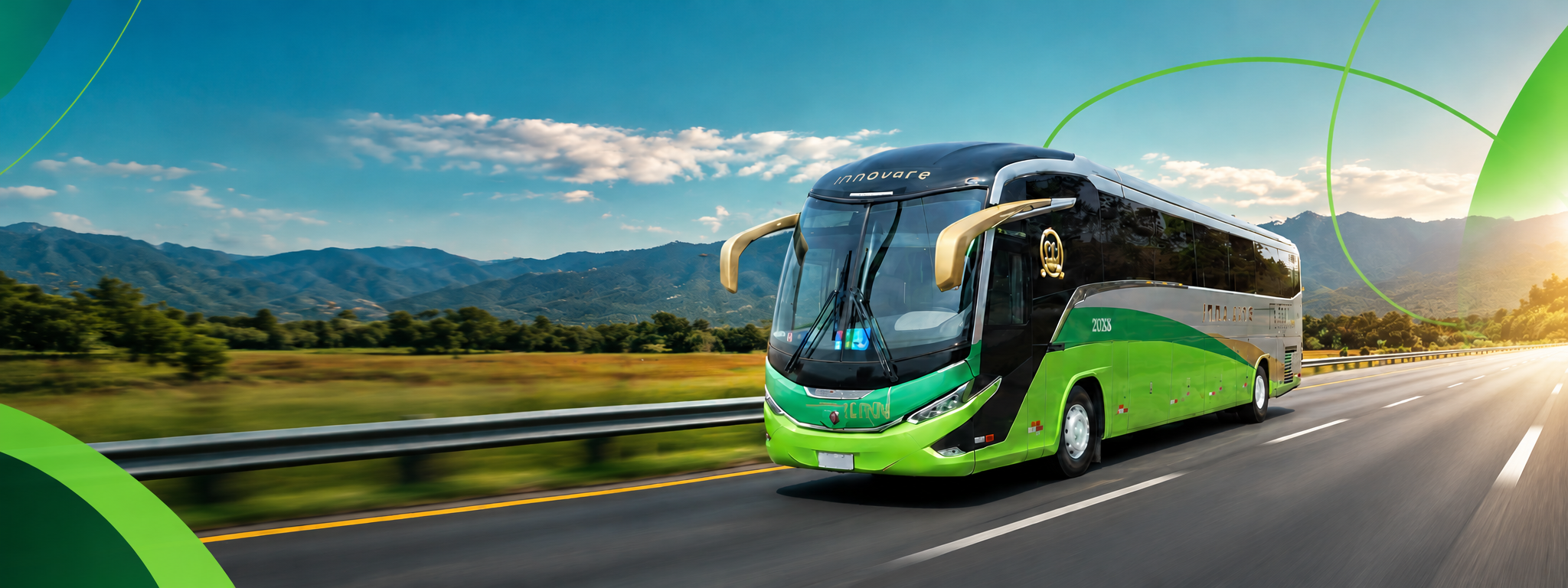 Ônibus da Turin Transportes em uma estrada entre montanhas